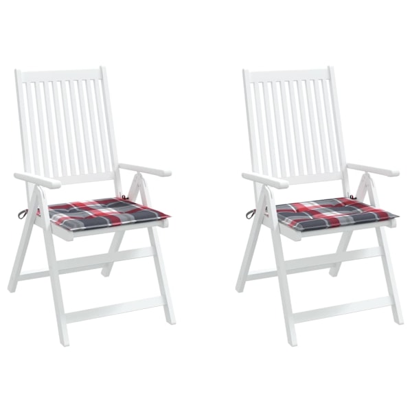 vidaXL Stolsdynor 2 st rödrutig 40x40x3 cm oxfordtyg multifärg