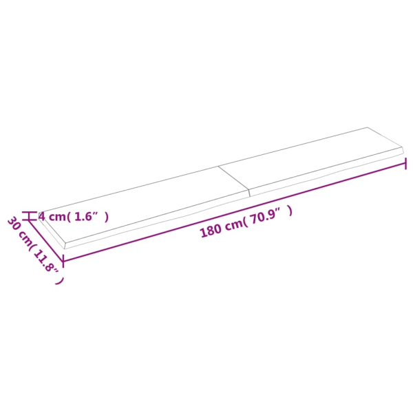 vidaXL Vägghylla mörkbrun 180x30x(2-4) cm behandlad massiv ek Brun