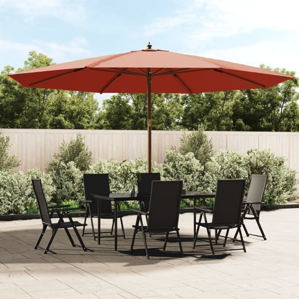 vidaXL Parasoll med trästång 400x273 cm terrakotta Brun
