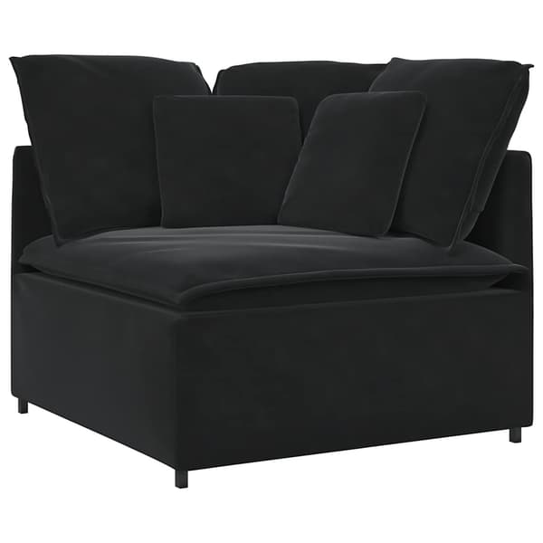vidaXL Modulsoffa med kuddar sammet svart Svart