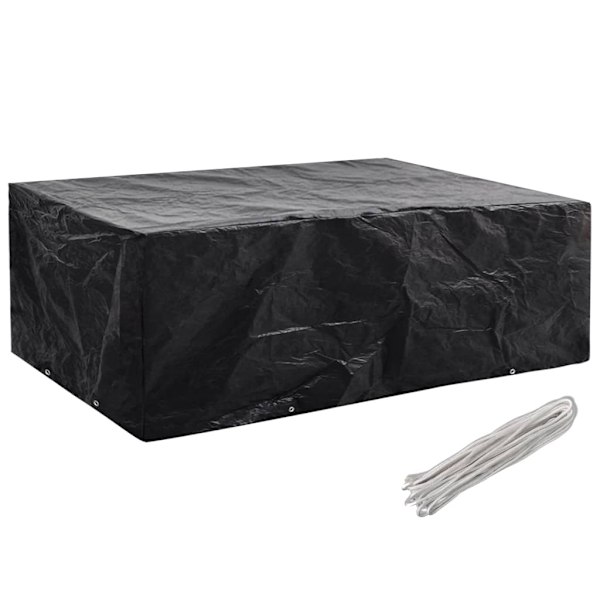 vidaXL Överdrag för trädgårdsmöbler 8 öljetter 242x162x100 cm Svart