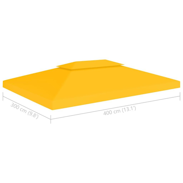 vidaXL Paviljongtak med ventilering 310 g/m² 4x3 m gul Gul