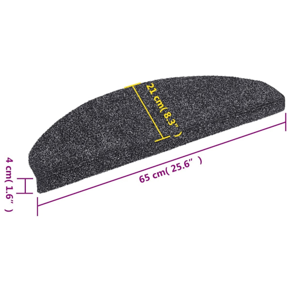 vidaXL Trappstegsmattor självhäftande 5 st mörkgrå 65x21x4 cm brodyr grå