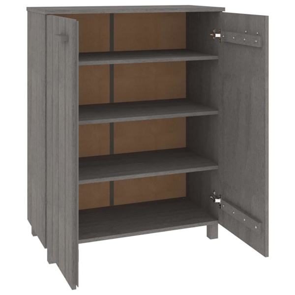 vidaXL Skoskåp ljusgrå 85x40x108 cm massiv furu grå