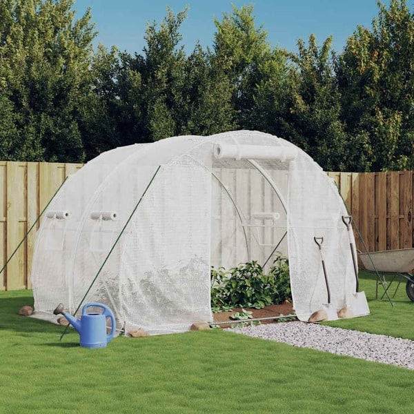 vidaXL Växthus med stålram vit 6 m² 3x2x2 m Vit