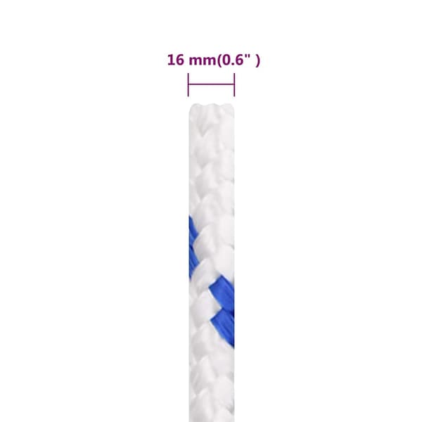 vidaXL Båtlina vit 16 mm 100 m polypropylen