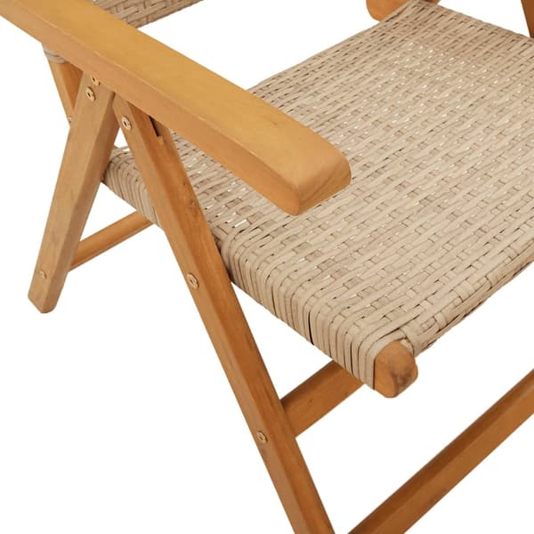 vidaXL Fällbara fåtöljer 8 st beige polyrotting och massivt trä Beige