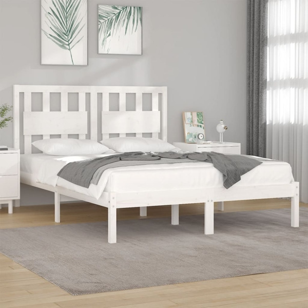 vidaXL Sängram vit massiv furu 120x200 cm Vit