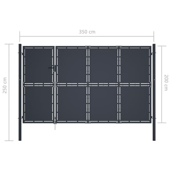 vidaXL Trädgårdsgrind stål 350x200 cm antracit Antracit