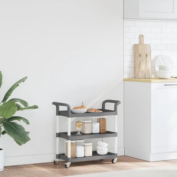vidaXL Rullvagn 3 våningar grå 77x34x72 cm aluminium Grå