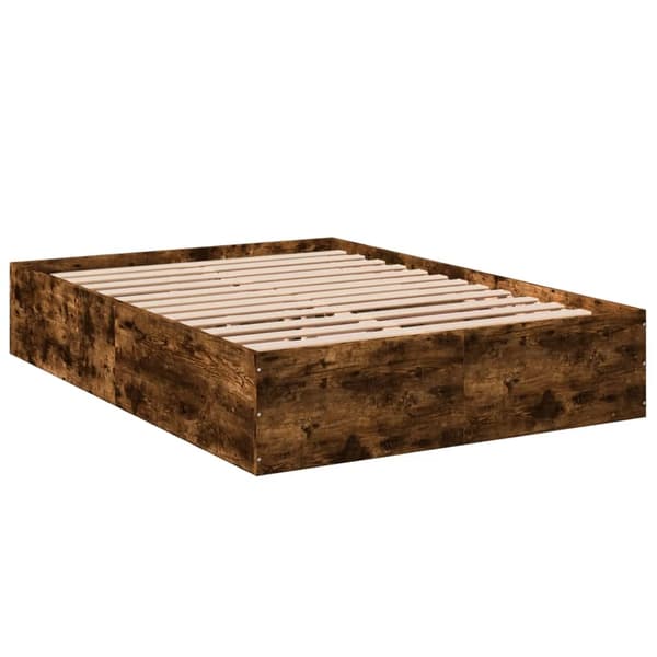 vidaXL Sängram rökfärgad ek 120x200 cm konstruerat trä Brun