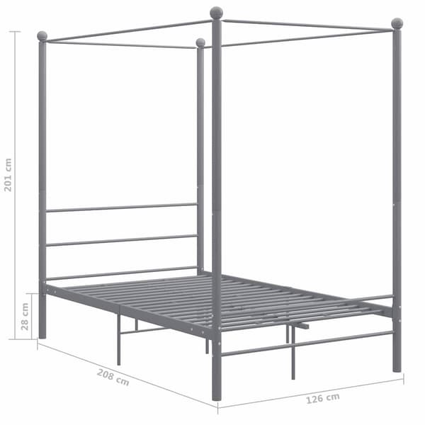 vidaXL Himmelsäng grå metall 120x200 cm grå