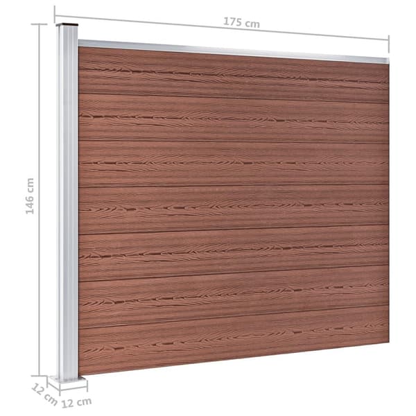 vidaXL Staketpanel WPC 175x146 cm brun Brun