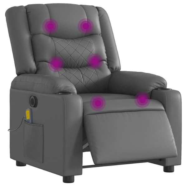 vidaXL Elektrisk massagefåtölj grå konstläder Grå
