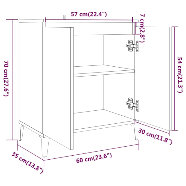 vidaXL Skåp rökfärgad ek 60x35x70 cm konstruerat trä Brun