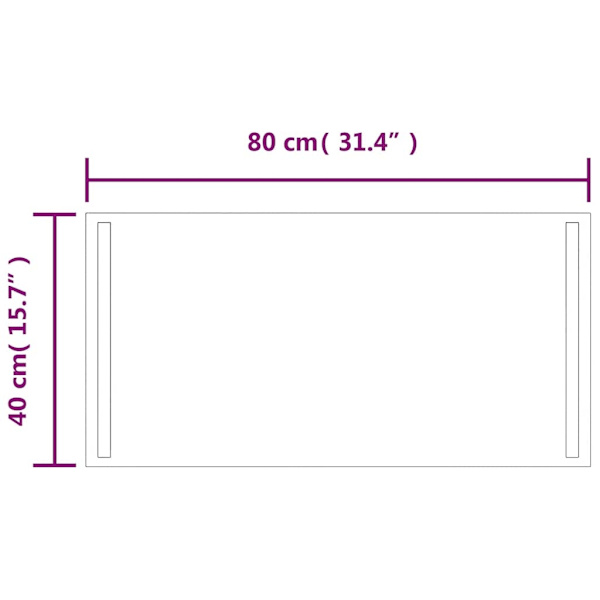 vidaXL Badrumsspegel LED 80x40 cm Transparent