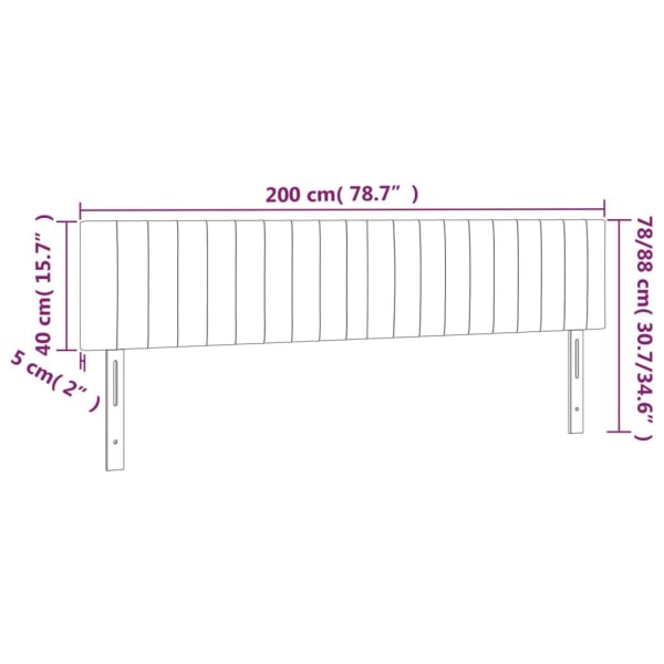 vidaXL Sänggavel LED mörkblå 200x5x78/88 cm sammet Blå