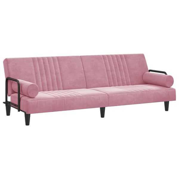vidaXL Bäddsoffa med armstöd rosa sammet Rosa