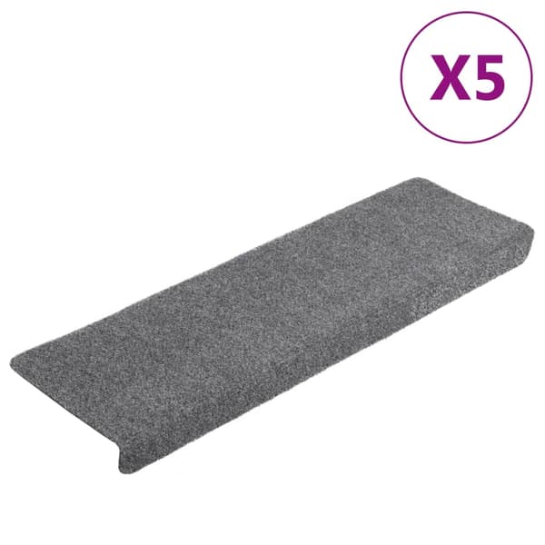 vidaXL Trappmattor självhäftande 5 st 65x21x4 cm ljusgrå rektangulär kant grå