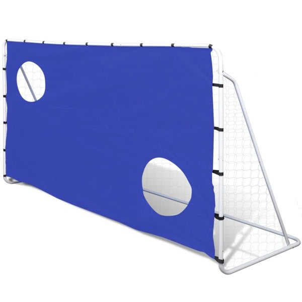 vidaXL Fotbollsmål med siktvägg 240x92x150cm högkvalitet Blå