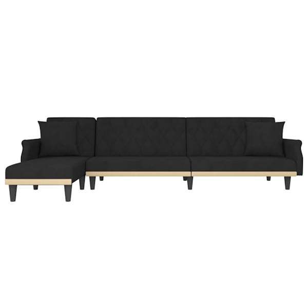 vidaXL L-formad soffa svart 271x140x70 cm sammet Svart