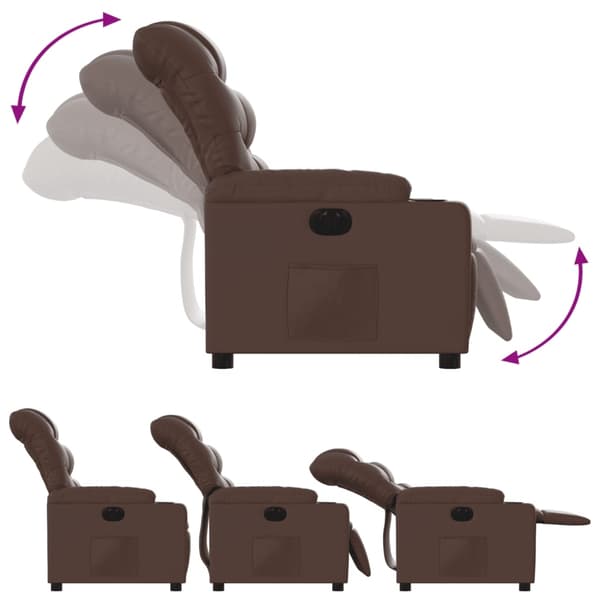 vidaXL Elektronisk reclinerfåtölj brun konstläder Brun