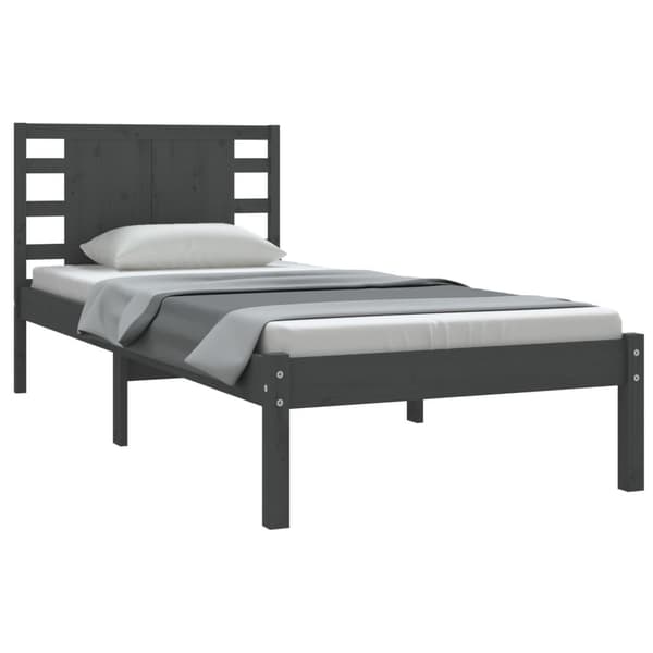 vidaXL Sängram grå massiv furu 100x200 cm Grå