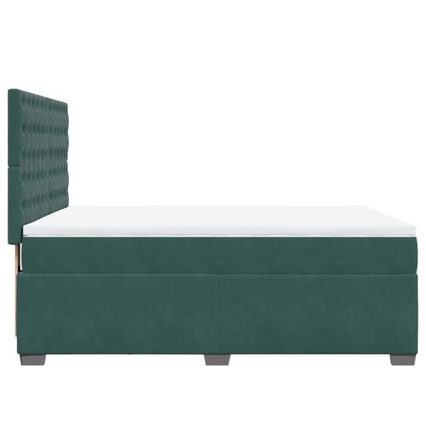 vidaXL Ramsäng med madrass mörkgrön 140x200 cm sammet Grön