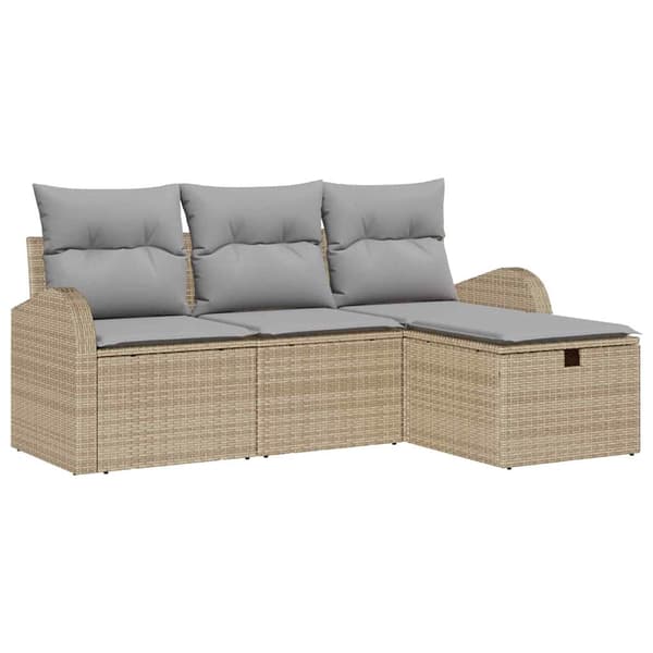 vidaXL Soffset 4 st Beige och Ljusgrå konstrotting Beige