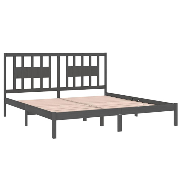 vidaXL Sängram grå massiv furu 200x200 cm Grå