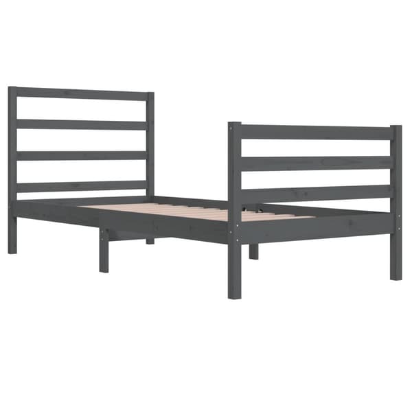 vidaXL Sängram grå massiv furu 90x200 cm Grå
