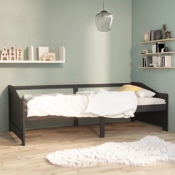 vidaXL Dagbädd 3-sits mörkgrå massiv furu 90x200 cm grå