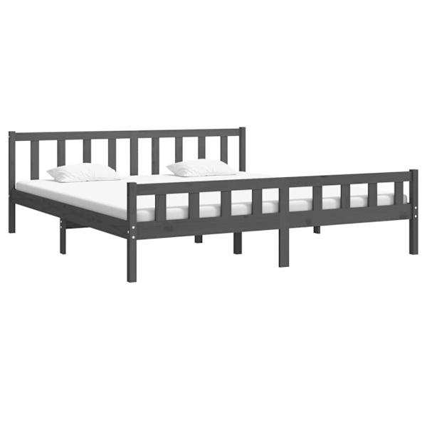 vidaXL Sängram grå massiv furu 200x200 cm Grå