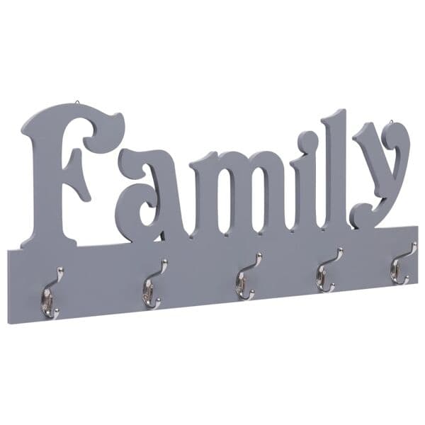 vidaXL Väggkrokar FAMILY grå 74x29,5 cm grå