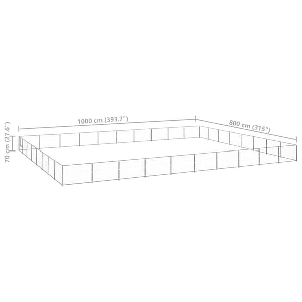 vidaXL Hundgård silver 80 m² stål Silver