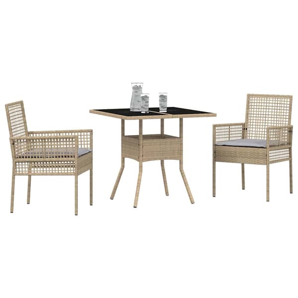 vidaXL Trädgårdsmöbelset 3 st Beige konstrotting Beige