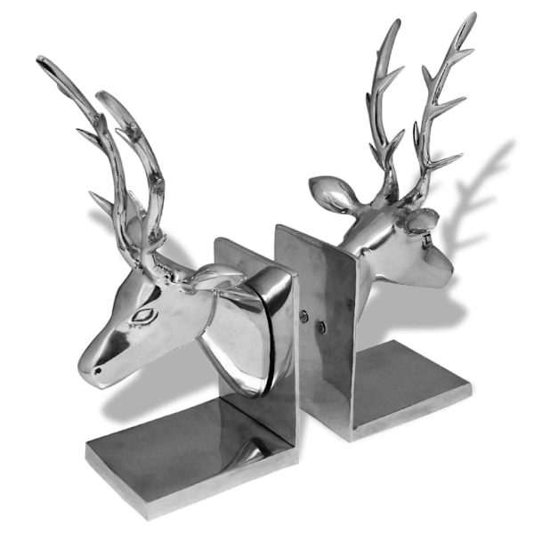 vidaXL Bokstöd rådjur 2 st aluminium silver Silver