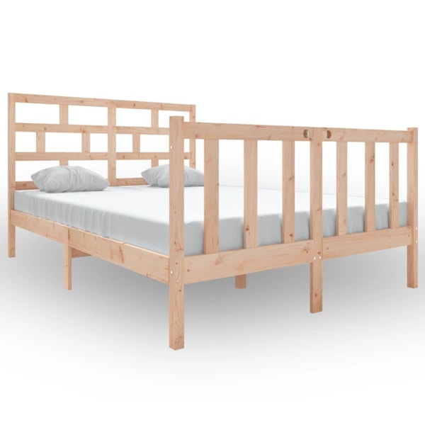 vidaXL Sängram massiv furu 140x190 cm Brun