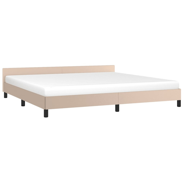 vidaXL Sängram med huvudgavel cappuccino 200x200 cm konstläder Brun