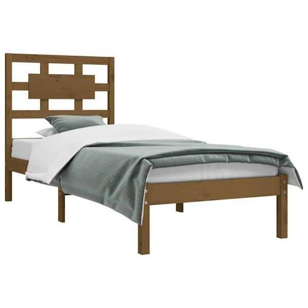 vidaXL Sängram honungsbrun massiv furu 100x200 cm enkelsäng Brun