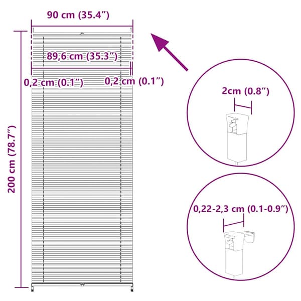 vidaXL Plisségardin 90x200 cm creme Creme