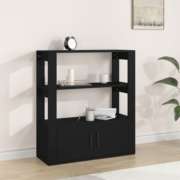 vidaXL Skänk svart 80x30x90 cm konstruerat trä Svart
