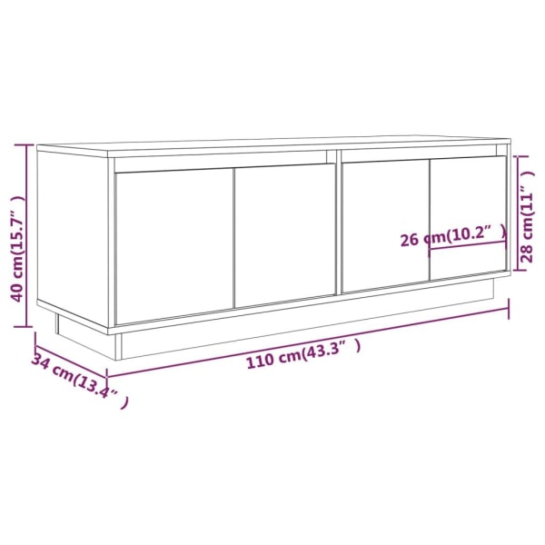 vidaXL Tv-bänk 110x34x40 cm massiv furu Brun