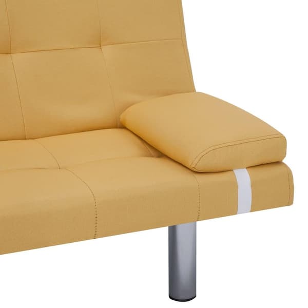 vidaXL Bäddsoffa med två kuddar gul polyester Gul