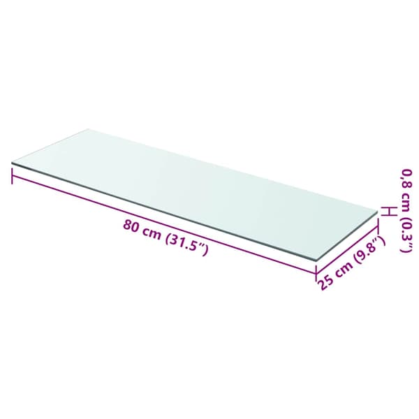 vidaXL Hyllplan 2 st glas genomskinlig 80x25 cm Transparent