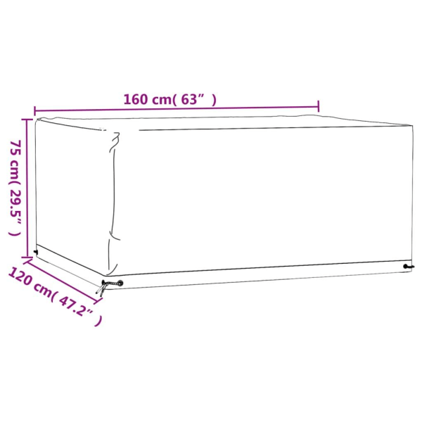 vidaXL Överdrag för trädgårdsmöbler 8 ölj. 160x120x75 cm rektangulärt Svart