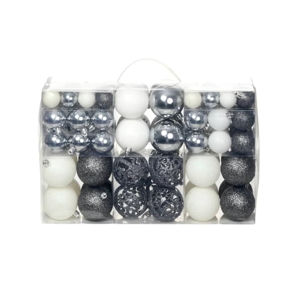 vidaXL Julgranskulor 100 delar set 3/4/6 cm vit/grå multifärg