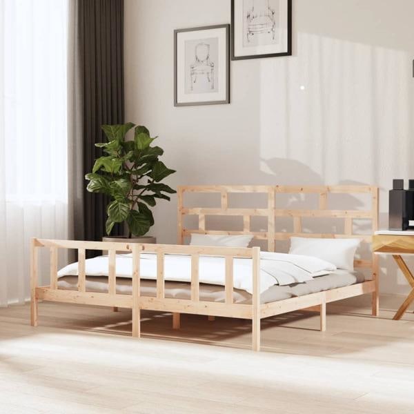 vidaXL Sängram massiv furu 200x200 cm Brun
