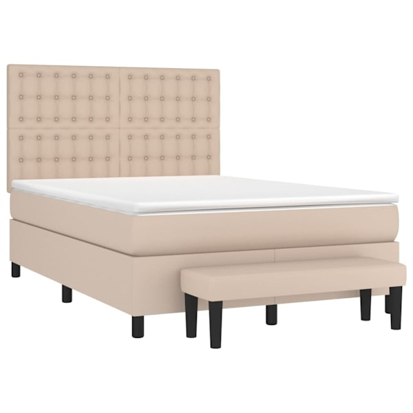 vidaXL Ramsäng med bäddmadrass cappuccino 140x190 cm konstläder Brun