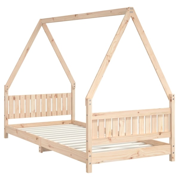 vidaXL Sängram för barnsäng 90x200 cm massiv furu Brun